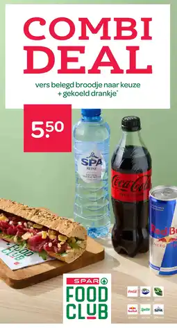 Spar vers belegd broodje naar keuze + gekoeld drankie* aanbieding