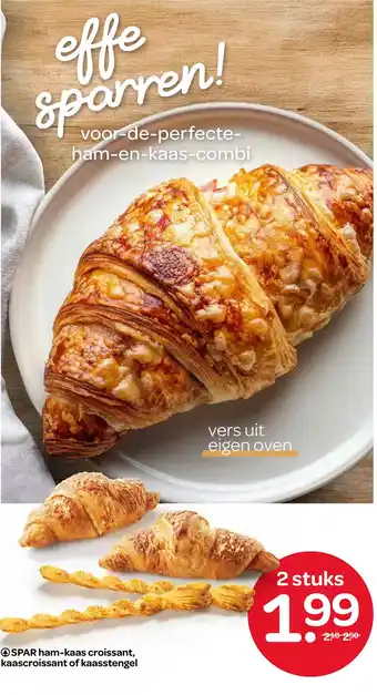 Spar SPAR ham-kaas croissant, kaascroissant of kaasstengel aanbieding