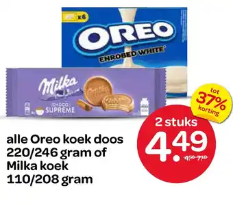 Spar alle Oreo koek doos 220/246 gram of Milka koek aanbieding