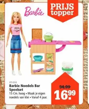 Marskramer Barbie Noedels Bar Speelset aanbieding