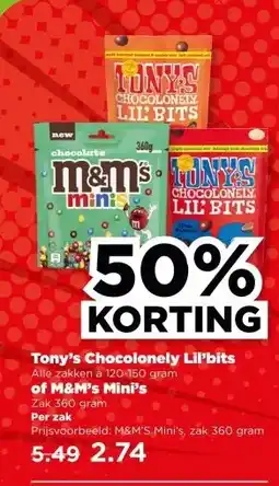 PLUS Tony's Chocolonely Lil'bits of M&M's Mini's aanbieding