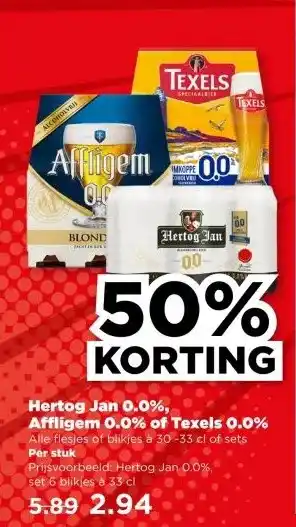 PLUS Hertog Jan 0.0%, Affligem 0.0% of Texels 0.0% aanbieding