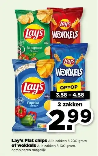 PLUS Lay's Flat chips of wokkels aanbieding