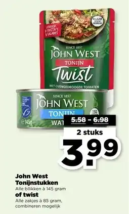 PLUS John West Tonijnstukken of twist aanbieding