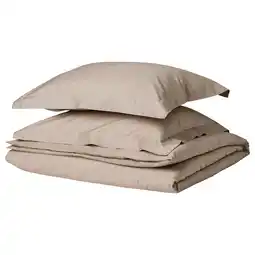 IKEA Luktjasmin Dekbedovertrek en 2 kussenslopen, grijsbeige, 200x200/60x70 cm aanbieding