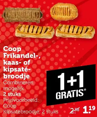 Coop Coop Frikandel, kaas of kipsaté broodje aanbieding