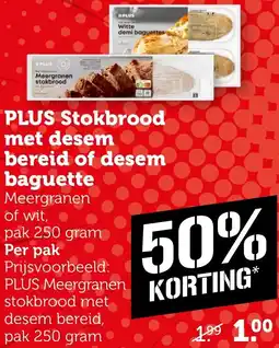 Coop PLUS Stokbrood met desem bereid of desem baguette aanbieding