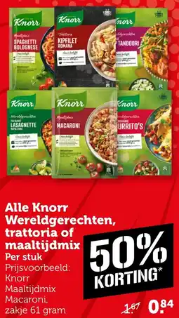 Coop Alle Knorr Wereldgerechten, trattoria of maaltijdmix aanbieding