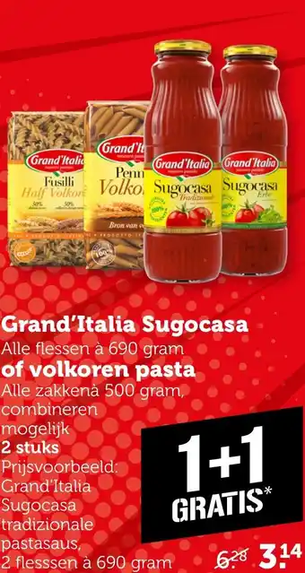 Coop Grand'Italia Sugocasa of volkoren pasta aanbieding