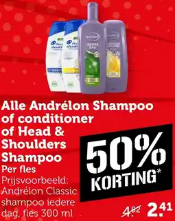 Coop Alle Andrélon Shampoo of conditioner of Head & Shoulders Shampoo aanbieding