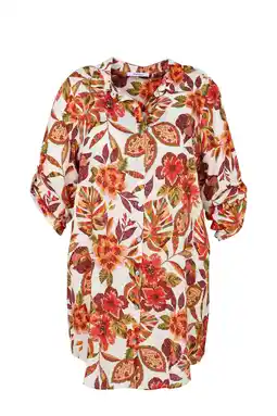 Wehkamp Paprika gebloemde blouse oranje/wit aanbieding