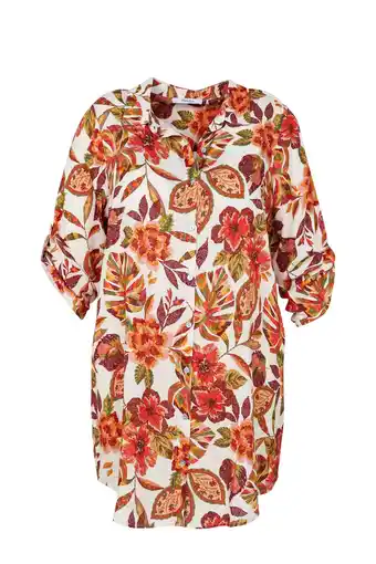 Wehkamp Paprika gebloemde blouse oranje/wit aanbieding