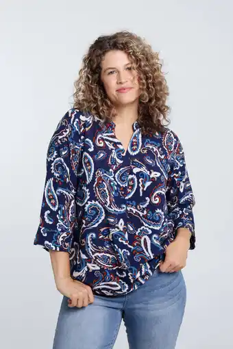 Wehkamp Paprika top met paisley print marine/wit aanbieding