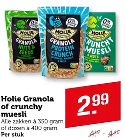 Coop Holie Granola of crunchy muesli aanbieding