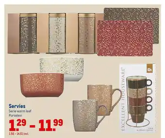 Makro Servies Serie Warm Leaf Porselein aanbieding