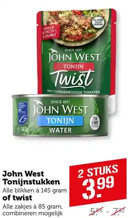 Coop John West Tonijnstukken of twist aanbieding