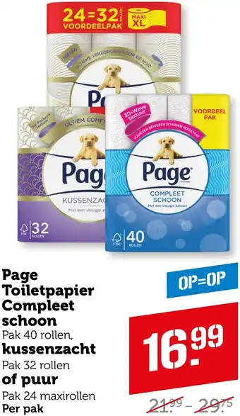 Coop Page Toiletpapier Compleet schoon, kussenzacht of puur aanbieding