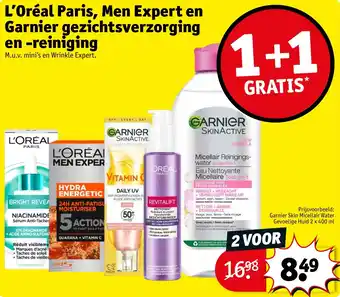 Kruidvat L'Oréal Paris, Men Expert en Garnier gezichtsverzorging en reiniging aanbieding