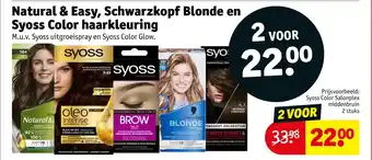 Kruidvat Natural & Easy, Schwarzkopf Blonde en Syoss Color haarkleuring aanbieding