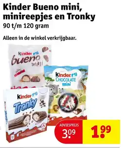 Kruidvat Kinder Bueno mini, minireepjes en Tronky aanbieding