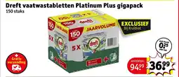 Kruidvat Dreft vaatwastabletten Platinum Plus gigapack aanbieding