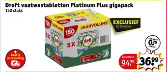 Kruidvat Dreft vaatwastabletten Platinum Plus gigapack aanbieding