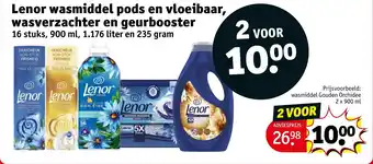 Kruidvat Lenor wasmiddel pods en vloeibaar, wasverzachter en geurbooster aanbieding