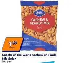 Action Snacks of the World Cashew en Pinda Mix Spicy aanbieding