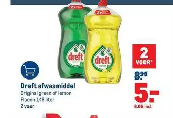 Makro Dreft afwasmiddel original green of lemon aanbieding