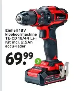 GAMMA Einhell 18V klopboormachine TE-CD 18/44 Li-i Kit incl. 2.5Ah accu+lader aanbieding