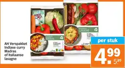 Albert Heijn AH Verspakket Indiase curry Madras of Italiaanse aanbieding