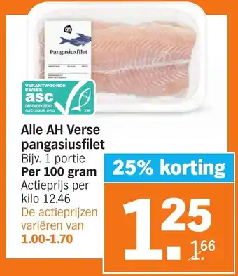 Albert Heijn Alle AH Verse pangasiusfilet aanbieding