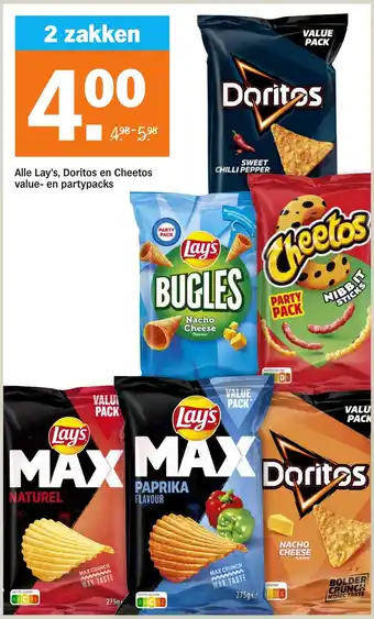 Albert Heijn Alle Lay's, Doritos en Cheetos value en partypacks aanbieding