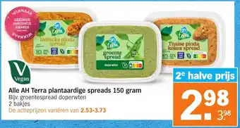 Albert Heijn Alle AH Terra plantaardige spreads 150 gram aanbieding