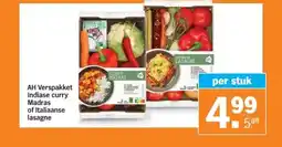 Albert Heijn AH Verspakket Indiase curry Madras of Italiaanse lasagne aanbieding