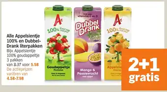 Albert Heijn Alle Appelsientje 100% en Dubbel Drank literpakken aanbieding