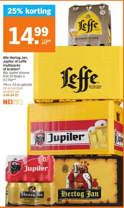 Albert Heijn Alle Hertog Jan, Jupiler of Leffe multipacks of kratten aanbieding