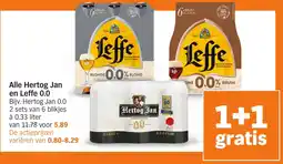 Albert Heijn Alle Hertog Jan en Leffe 0.0 aanbieding