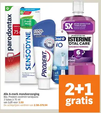 Albert Heijn Alle A merk mondverzorging aanbieding