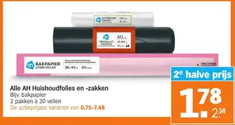 Albert Heijn Alle AH Huishoudfolies en zakken aanbieding