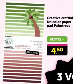 Boekenvoordeel Creative craftlab Unicolor paper pad Palmtrees aanbieding