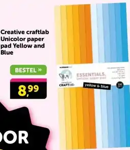 Boekenvoordeel Creative craftlab Unicolor paper pad Yellow and Blue aanbieding