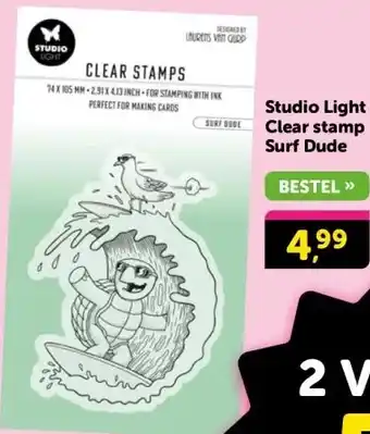 Boekenvoordeel Studio Light Clear stamp Surf Dude aanbieding