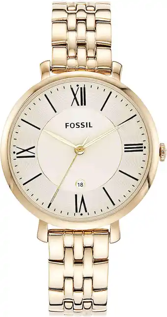 Amazon Fossil Jacqueline Watch for Women, Quartz movement with Stainless steel and leather Strap aanbieding