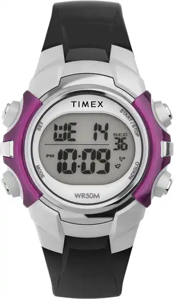 Amazon Timex Sport 33 mm horloge, uniseks - zwarte harsband, digitale wijzerplaat, zwarte kast, TW5M62700 aanbieding