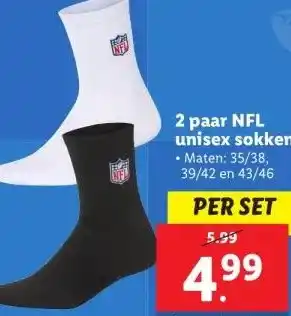 Lidl 2 paar NFL unisex sokken aanbieding