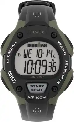 Amazon Timex Ironman Klassiek 38mm digitaal horloge van zwarte kunststof voor heren TW5M44500 aanbieding