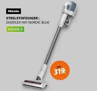 Expert Miele STEELSTOFZUIGER DUOFLEX HX1 NORDIC BLUE aanbieding