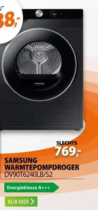 Expert SAMSUNG WARMTEPOMPDROGER DV90T6240LB/S2 aanbieding