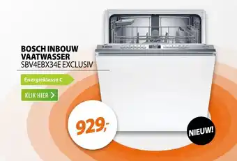 Expert BOSCH INBOUW VAATWASSER SBV4EBX34E EXCLUSIV aanbieding